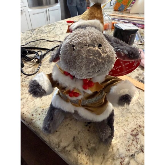 Disney Store Winnie The Pooh Eeyore Plush Musical Christmas Bean Bag 2005 Read - Picture 6 of 15